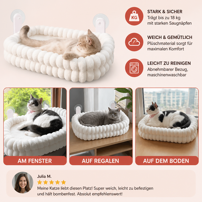 Flauschige kabellose faltbare Katzen-Fensterhängematte mit starken Saugnäpfen & waschbarem Bezug
