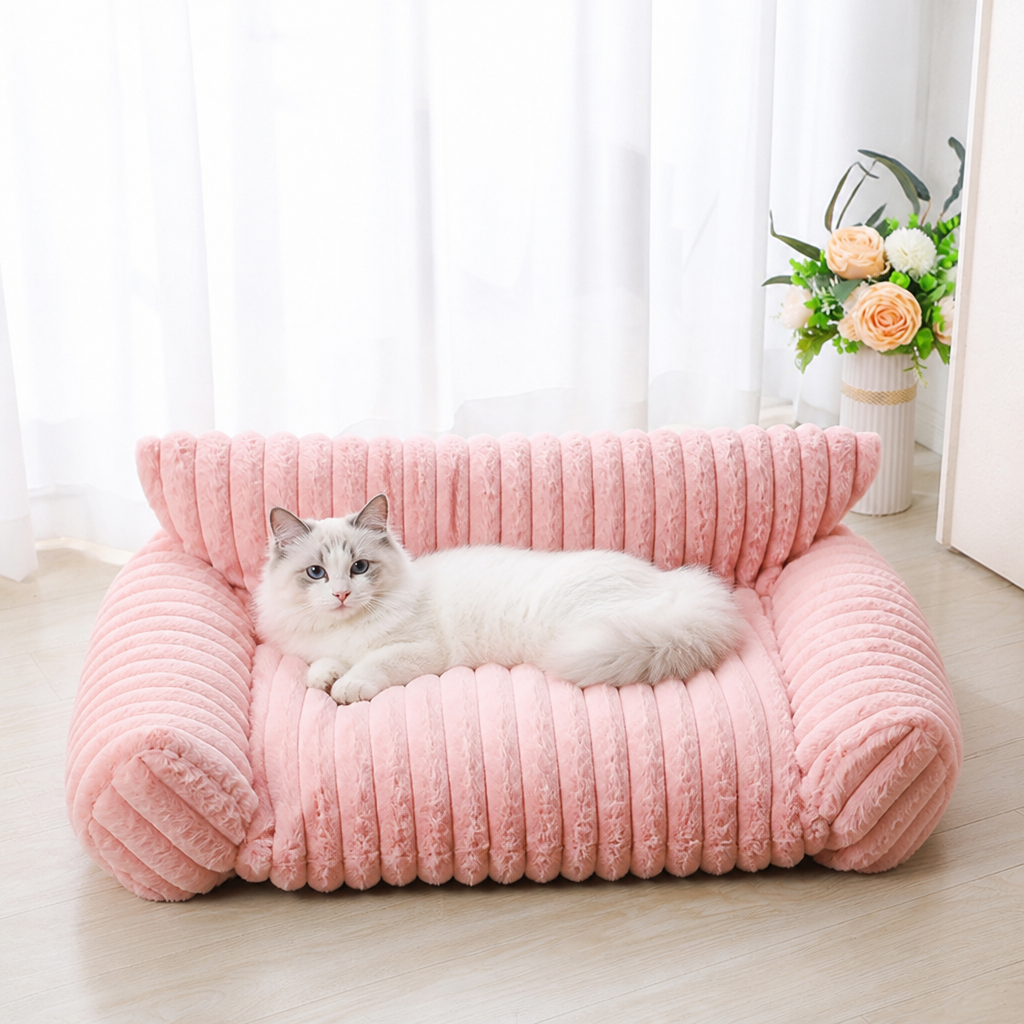 Flauschiges Wolken-Katzensofa mit weichen Seitenpolstern & Waschbarem Bezug