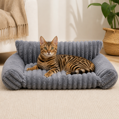 Flauschiges Wolken-Katzensofa mit weichen Seitenpolstern & Waschbarem Bezug