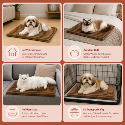 Selbstwärmende Haustiermatte für Katzen & Hunde – Leise, rutschfest & ohne Strom