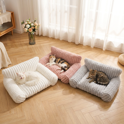 Flauschiges Wolken-Katzensofa mit weichen Seitenpolstern & Waschbarem Bezug