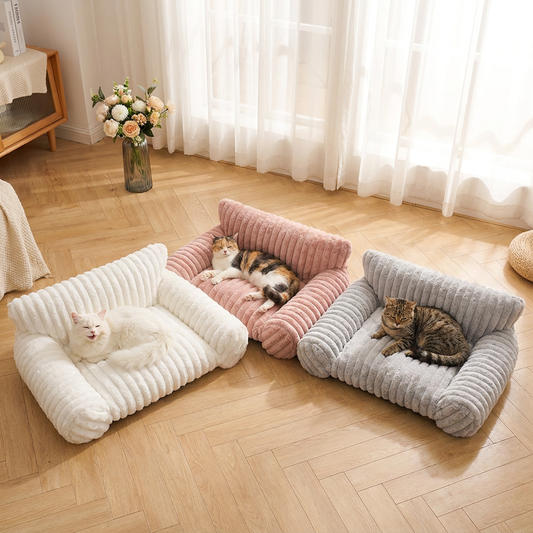 Flauschiges Wolken-Katzensofa mit weichen Seitenpolstern & Waschbarem Bezug