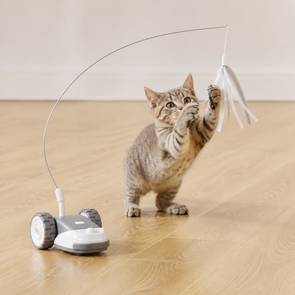 Interaktives Katzen-Spielzeug 3-in-1 – Bewegliche Federjagd für aktiven Spielspaß