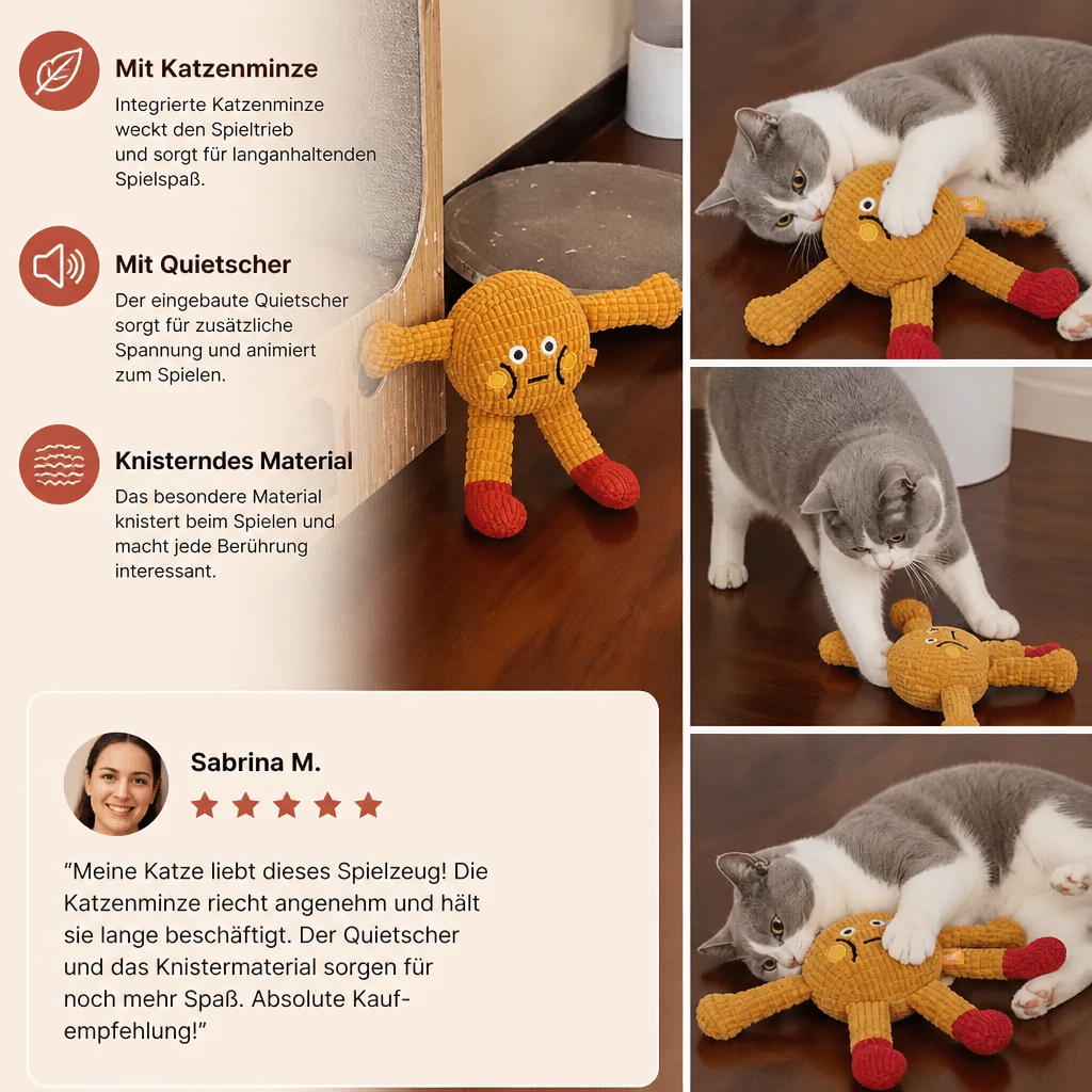 Knister-Waffel Katzenspielzeug mit Katzenminze-Fach und Quietschgeräusch