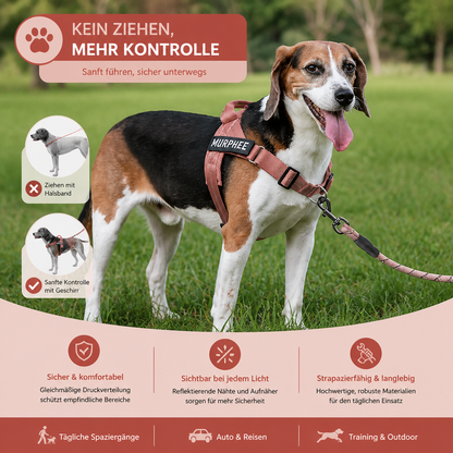 Individuell gestaltetes, reflektierendes No-Pull-Hundegeschirr mit personalisiertem Namensaufnäher