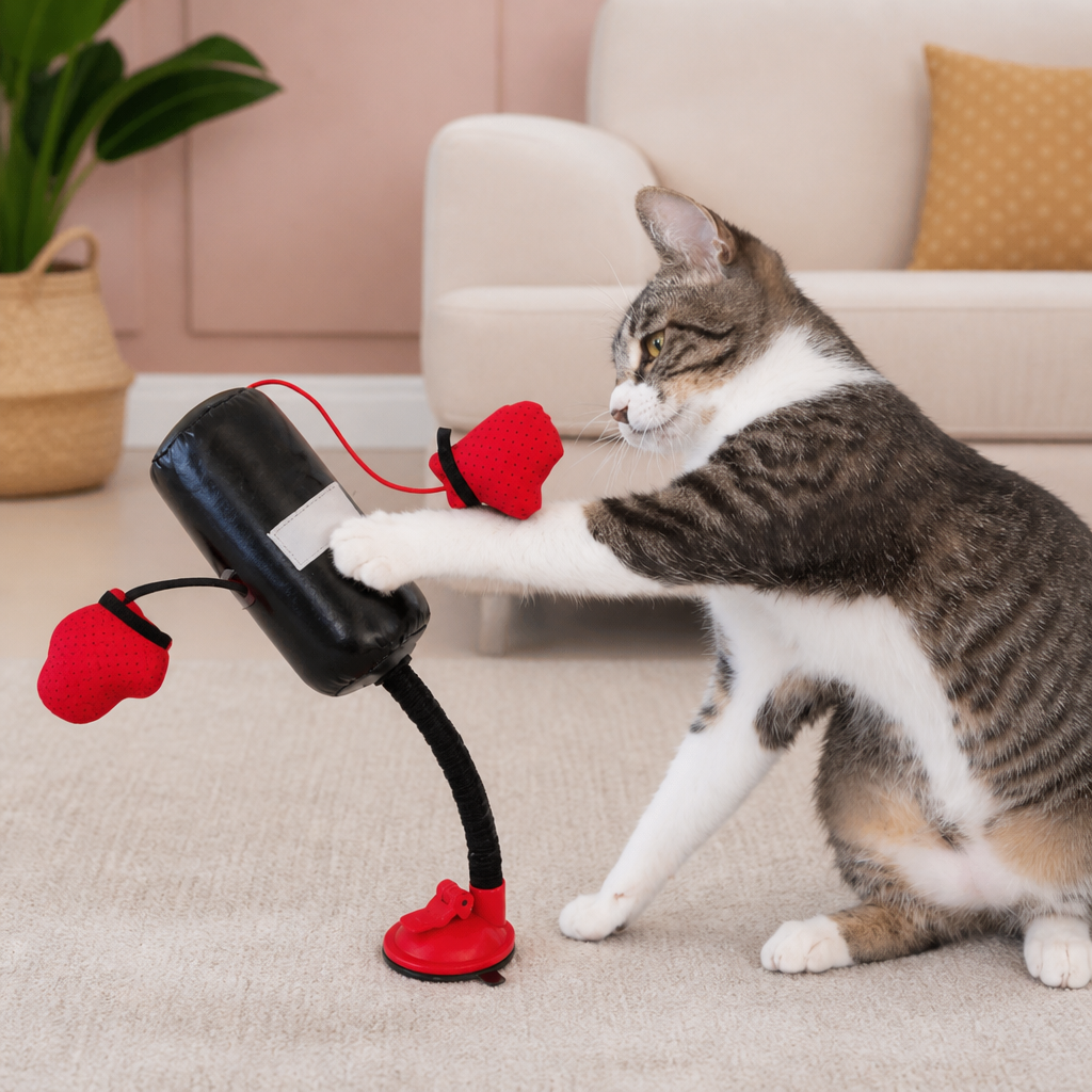 Robustes interaktives Katzen-Boxspielzeug mit Boxsack