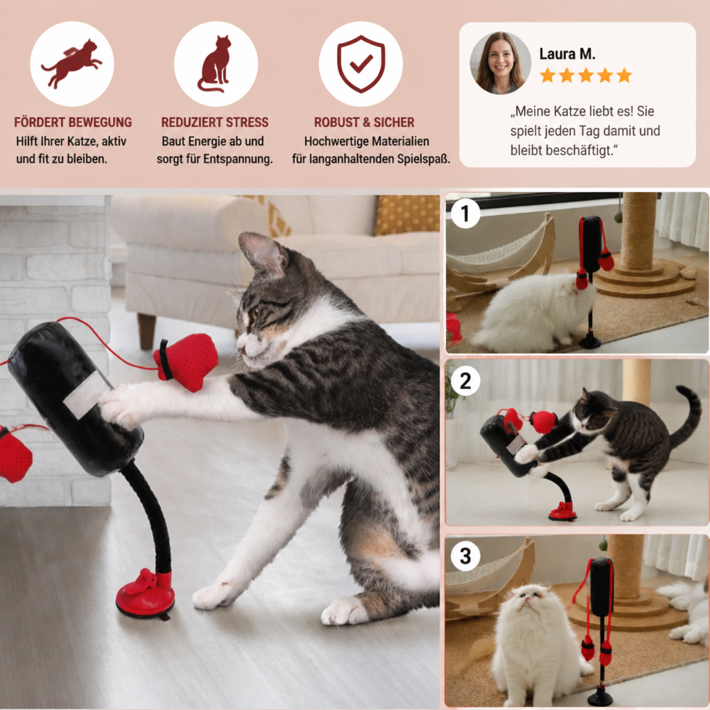 Robustes interaktives Katzen-Boxspielzeug mit Boxsack