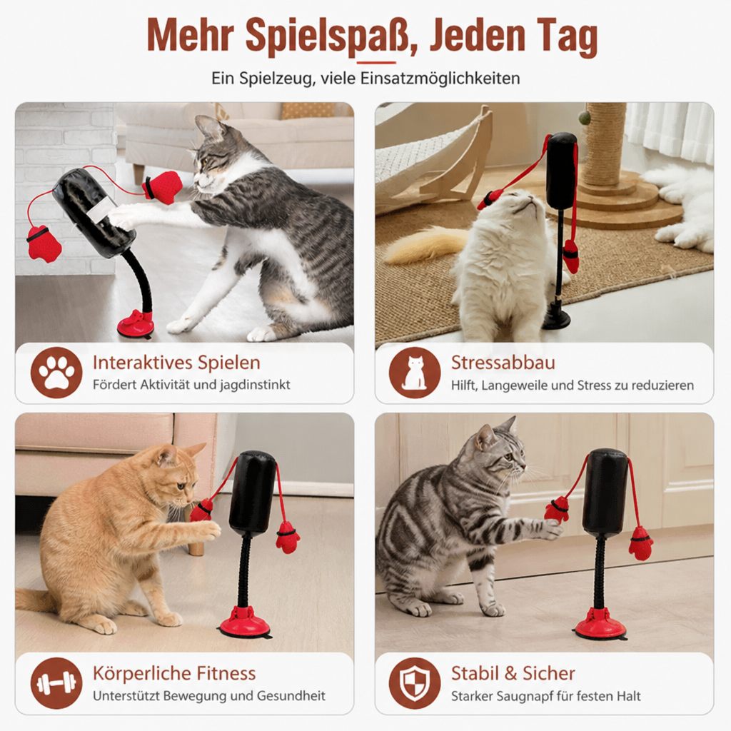 Robustes interaktives Katzen-Boxspielzeug mit Boxsack