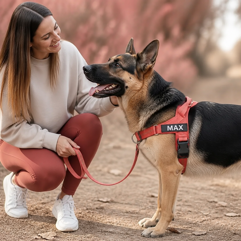 Individuell gestaltetes, reflektierendes No-Pull-Hundegeschirr mit personalisiertem Namensaufnäher