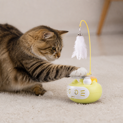 Interaktives 3-in-1-Katzenspielzeug mit Katzenminze, Federstab und Glöckchen