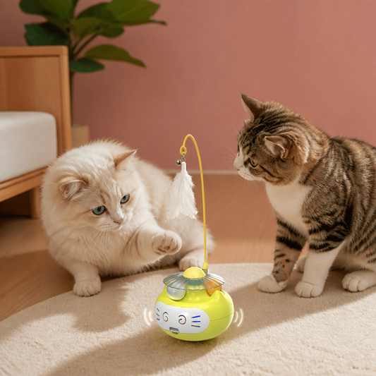 Interaktives 3-in-1-Katzenspielzeug mit Katzenminze, Federstab und Glöckchen