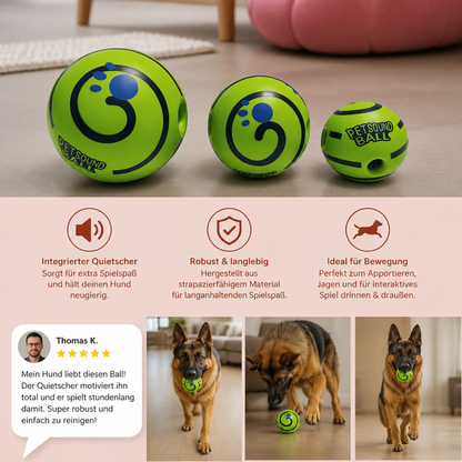 Interaktiver quietschender Wackelball für Hunde – strapazierfähiges Spielzeug zum Selbstspielen