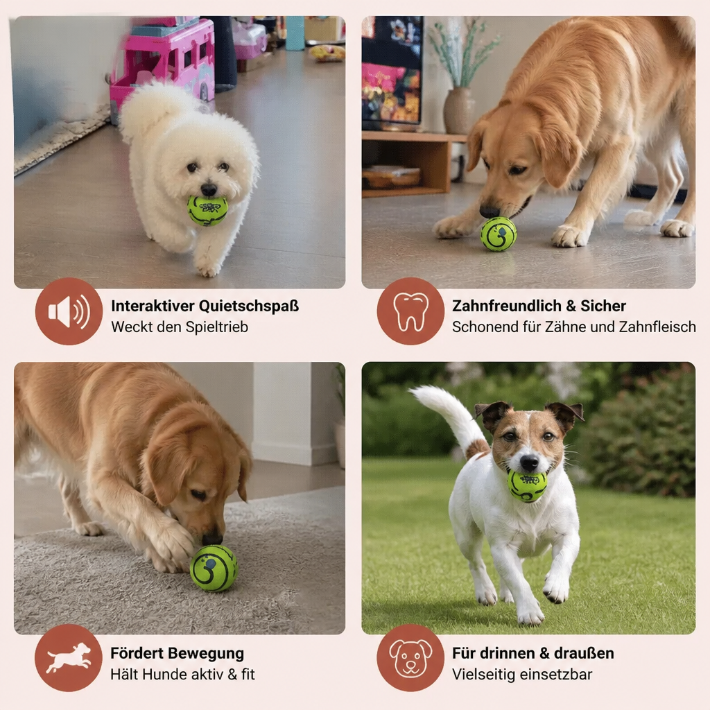 Interaktiver quietschender Wackelball für Hunde – strapazierfähiges Spielzeug zum Selbstspielen