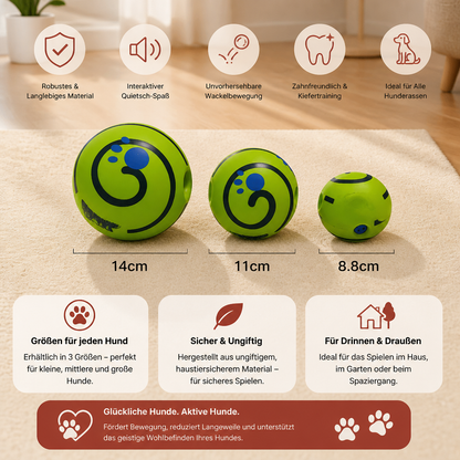 Interaktiver quietschender Wackelball für Hunde – strapazierfähiges Spielzeug zum Selbstspielen