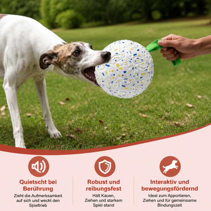 Unzerstörbarer Quietschball für Hunde – bissfestes, interaktives Zieh- und Apportierspielzeug
