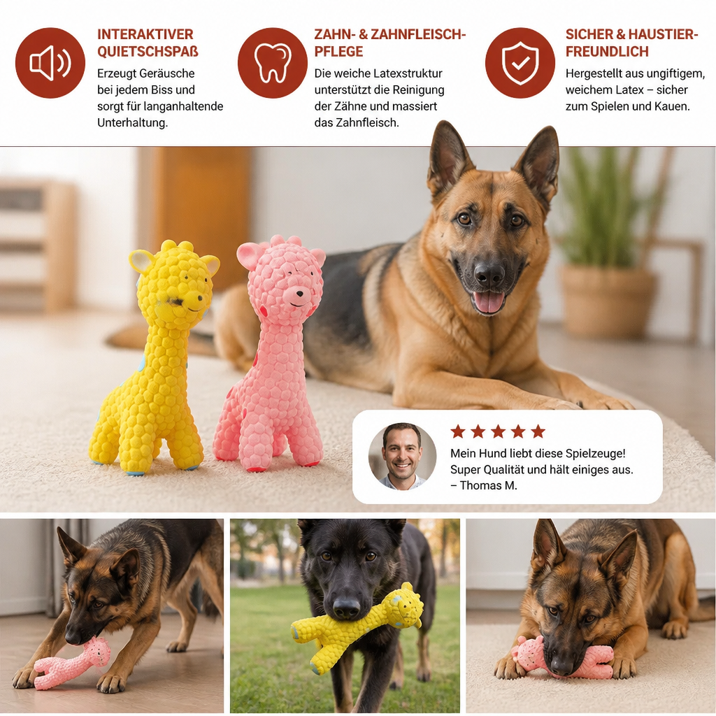 Interaktives Giraffen-Quietschspielzeug für Hunde