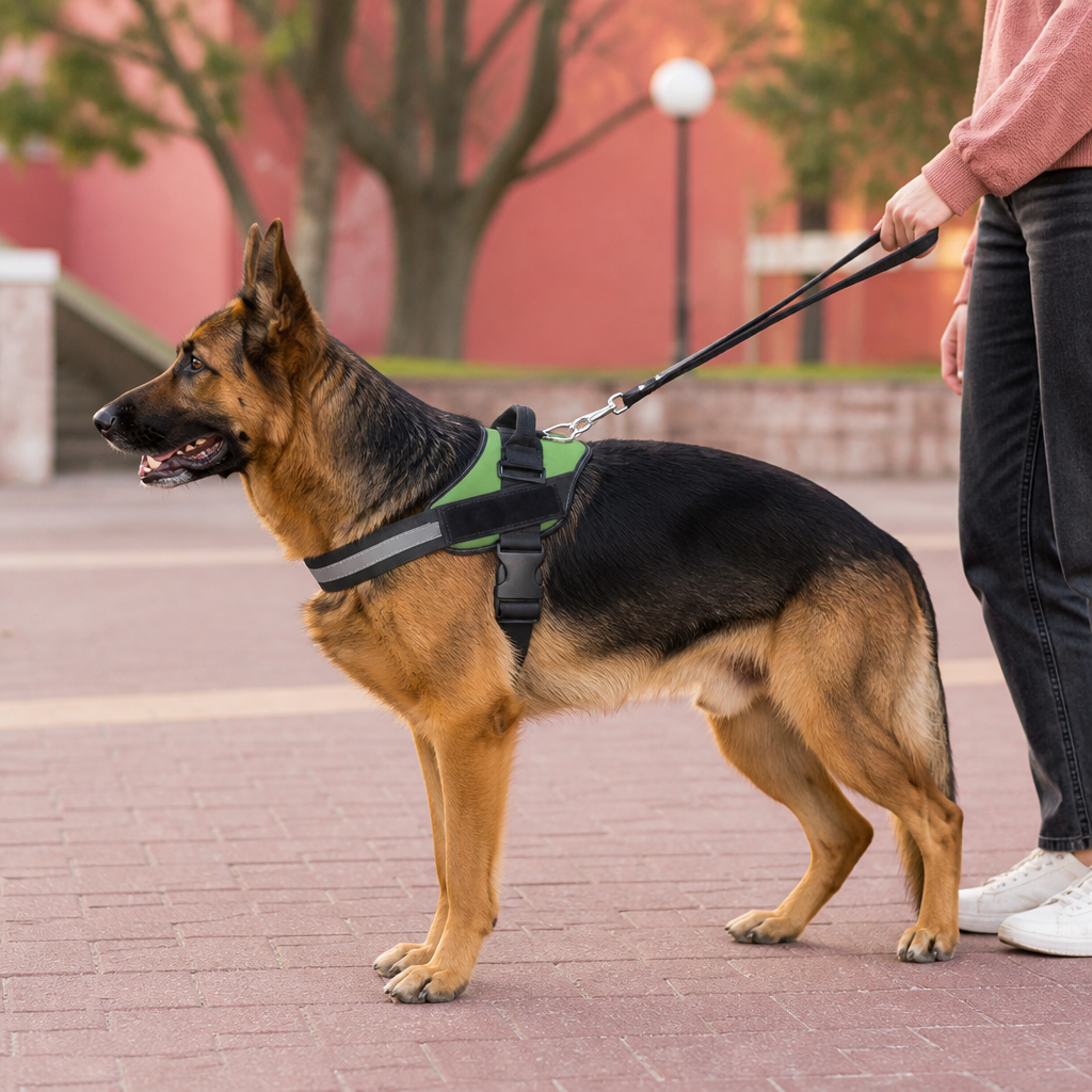 Reflektierendes verstellbares Hundegeschirr mit 3 Leinenclips – Gepolstert für Spaziergänge & Training