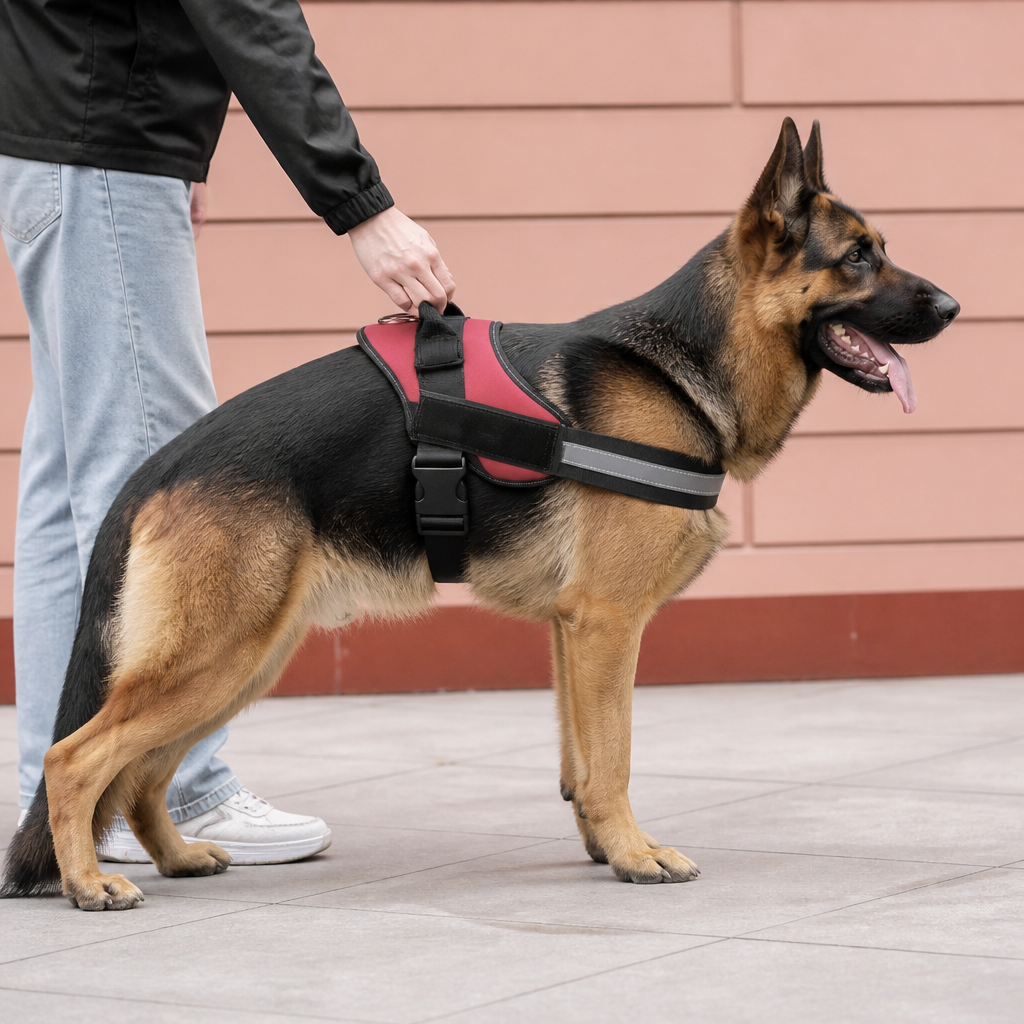 Reflektierendes verstellbares Hundegeschirr mit 3 Leinenclips – Gepolstert für Spaziergänge & Training