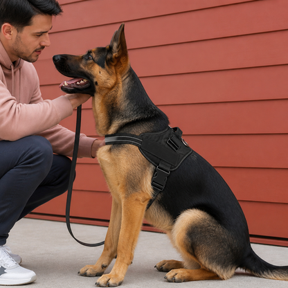 Reflektierendes verstellbares Hundegeschirr mit 3 Leinenclips – Gepolstert für Spaziergänge & Training