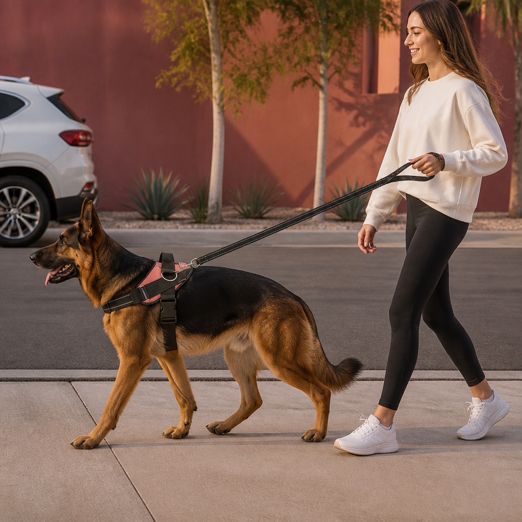 Reflektierendes verstellbares Hundegeschirr mit 3 Leinenclips – Gepolstert für Spaziergänge & Training