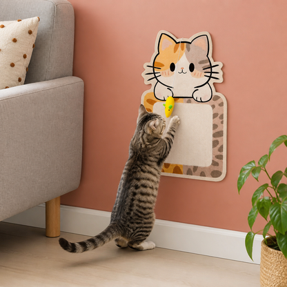 2-in-1 wandmontiertes Katzen-Kratzbrett & interaktives Spielzeug