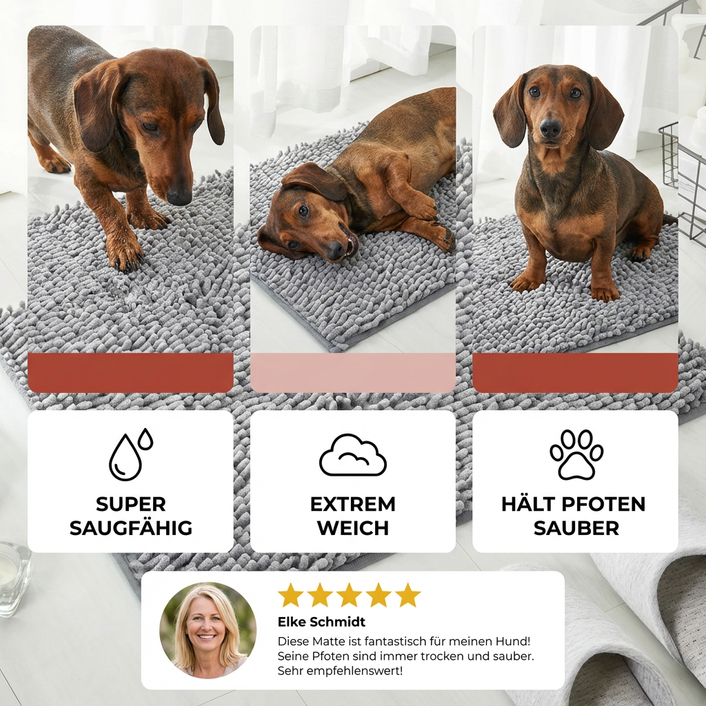 Schmutzfangmatte für Hunde – Saugstark, Rutschfest & Waschbar