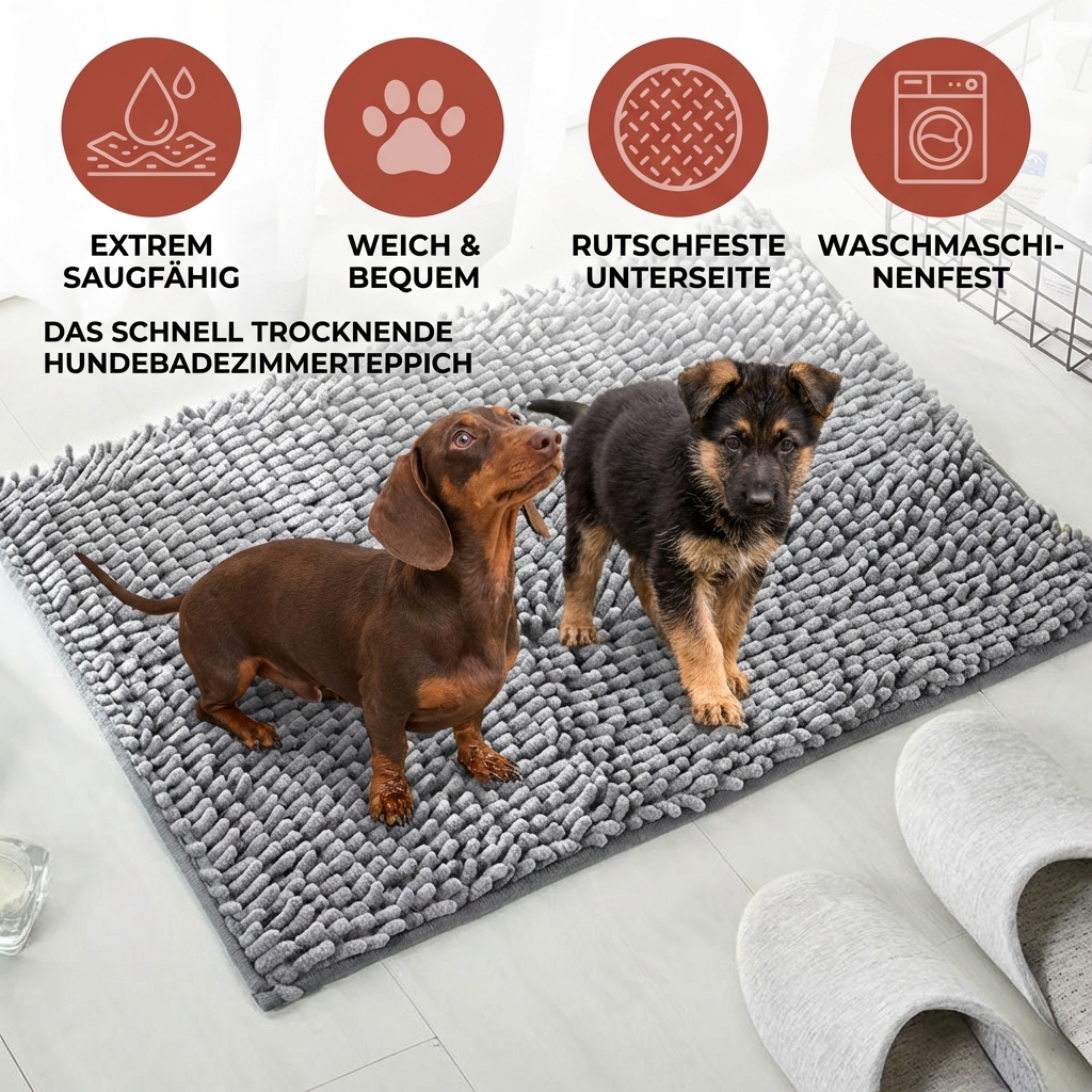 Schmutzfangmatte für Hunde – Saugstark, Rutschfest & Waschbar