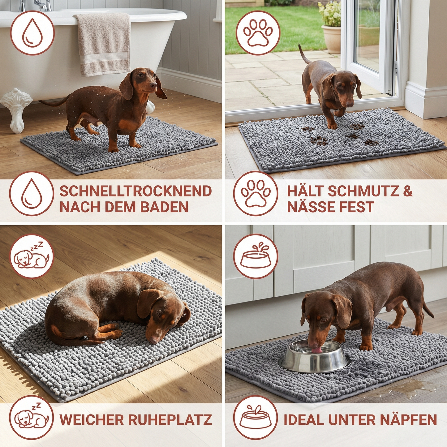 Schmutzfangmatte für Hunde – Saugstark, Rutschfest & Waschbar