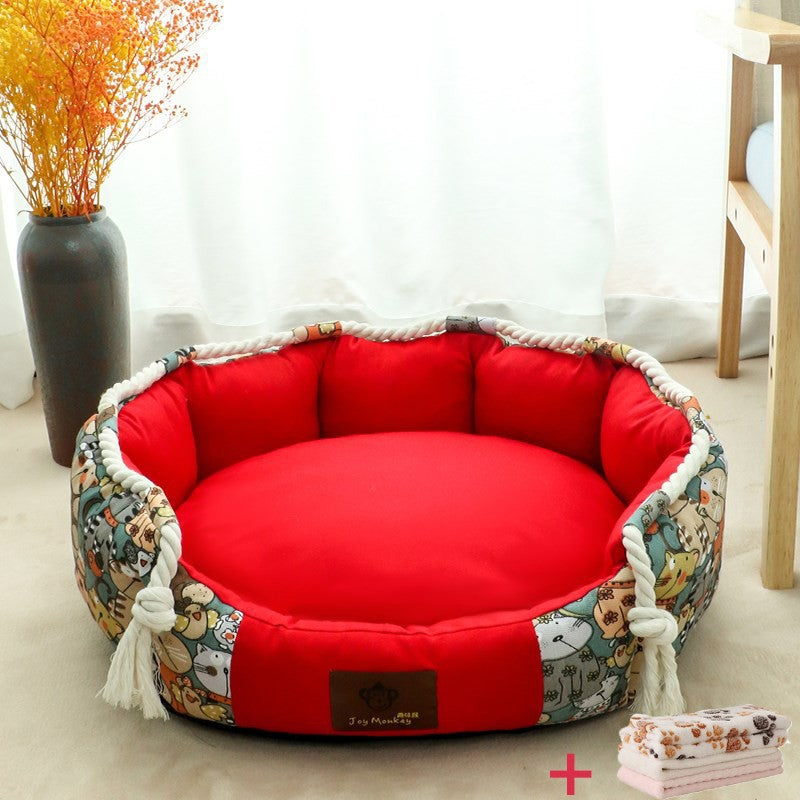 Langlebiges Hundebett mit Taschenfuntion und Kauseil