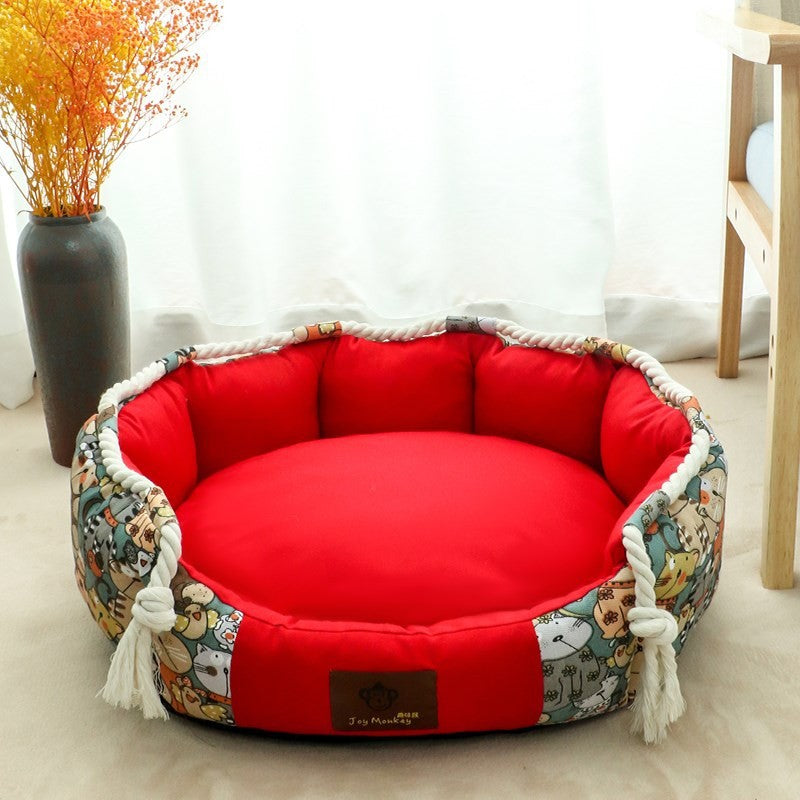 Langlebiges Hundebett mit Taschenfuntion und Kauseil