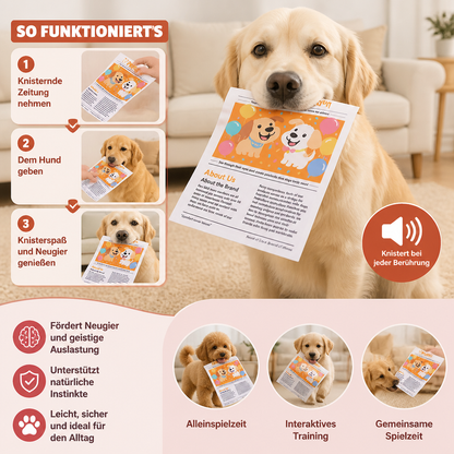 Robustes, interaktives Hundespielzeug aus knisternder Zeitung