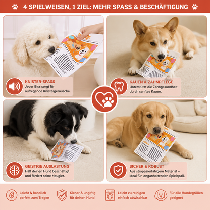 Robustes, interaktives Hundespielzeug aus knisternder Zeitung