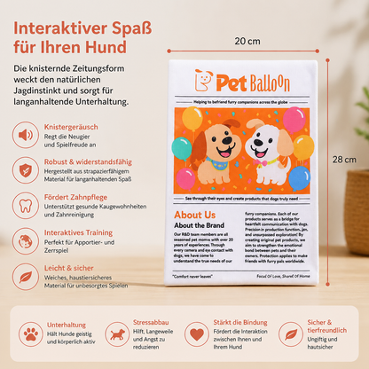 Robustes, interaktives Hundespielzeug aus knisternder Zeitung