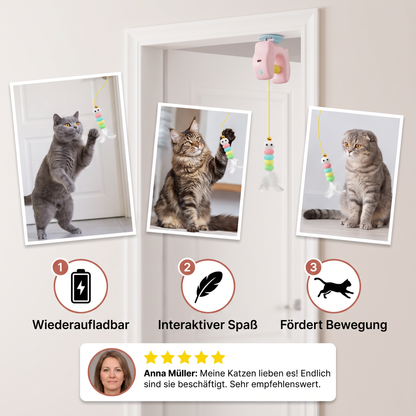 Wiederaufladbares hängendes Tür-Katzenspielzeug mit interaktiver fliegender Feder