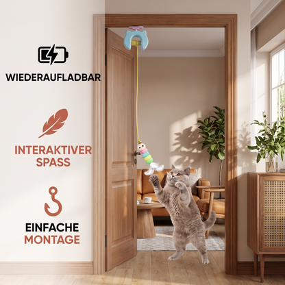 Wiederaufladbares hängendes Tür-Katzenspielzeug mit interaktiver fliegender Feder