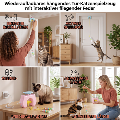 Wiederaufladbares hängendes Tür-Katzenspielzeug mit interaktiver fliegender Feder