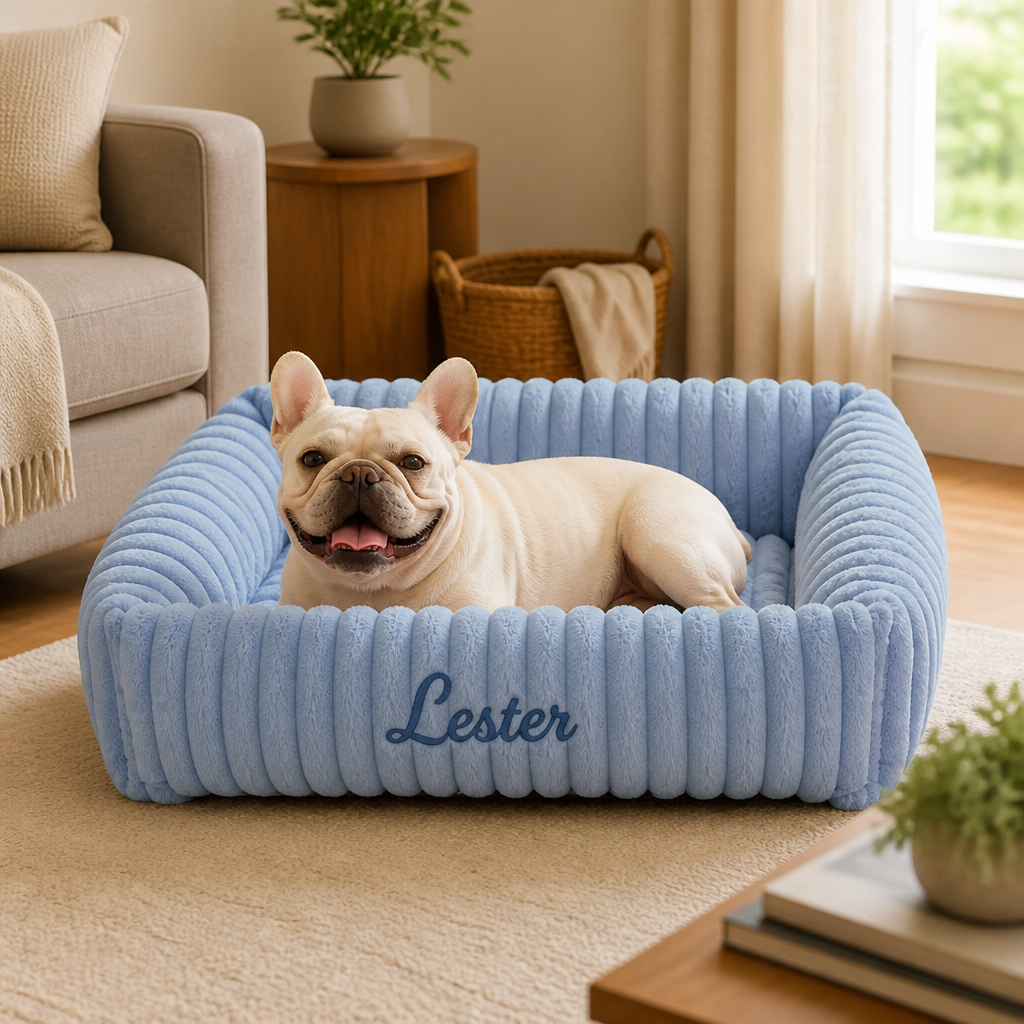 Personalisiertes, flauschiges Wolken-Hundebett mit weicher Umrandung
