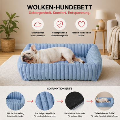 Personalisiertes, flauschiges Wolken-Hundebett mit weicher Umrandung