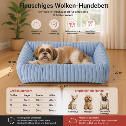 Personalisiertes, flauschiges Wolken-Hundebett mit weicher Umrandung