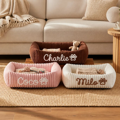 Personalisiertes, flauschiges Wolken-Hundebett mit weicher Umrandung