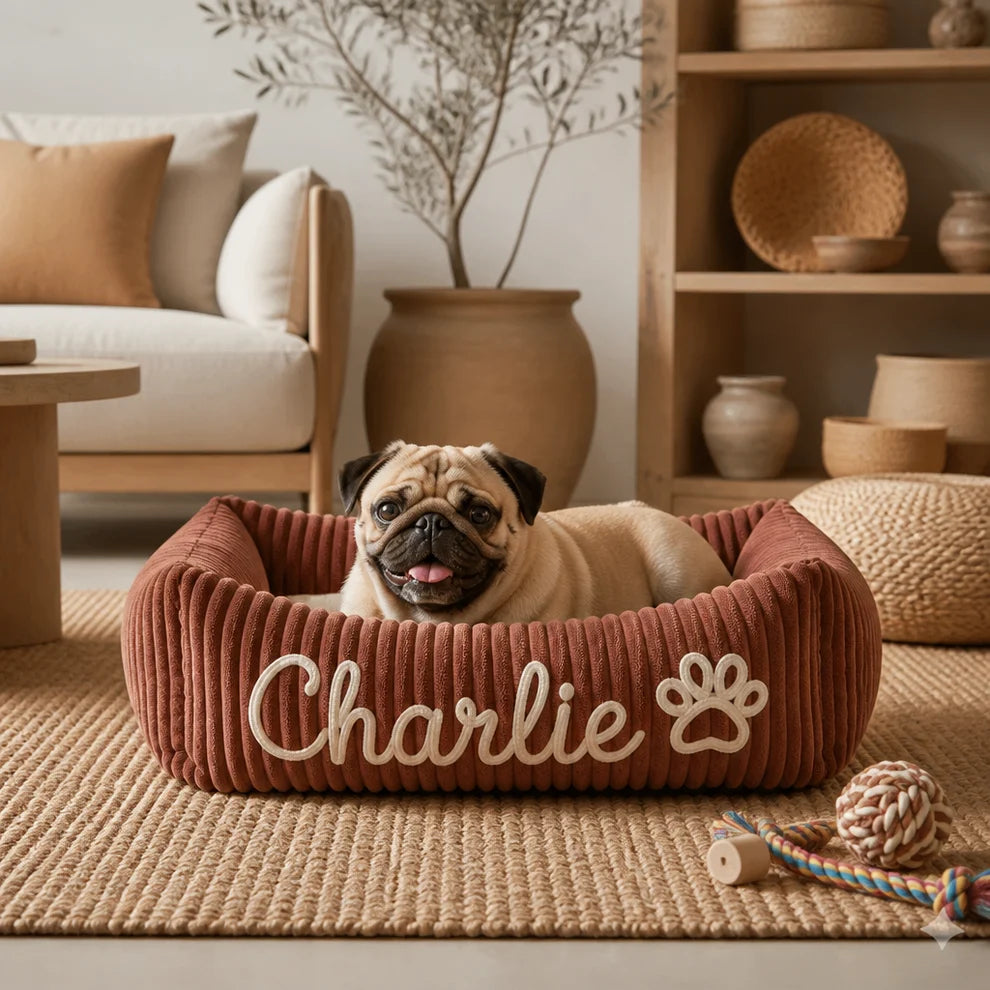 Personalisiertes, flauschiges Wolken-Hundebett mit weicher Umrandung