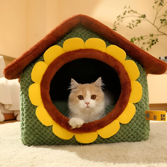 Gemütliches Katzenplüsch Zelt Bett