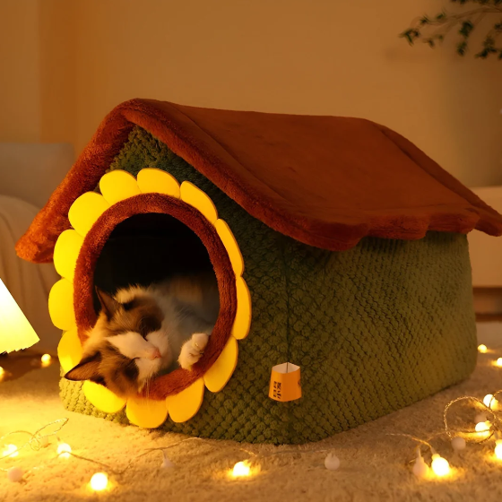 Gemütliches Katzenplüsch Zelt Bett