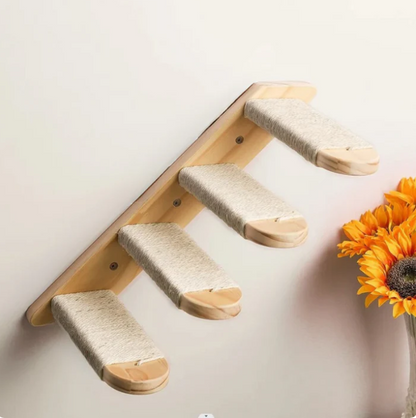 Katzen Kletterstufen Deluxe – Wandmontage mit Sisalseil