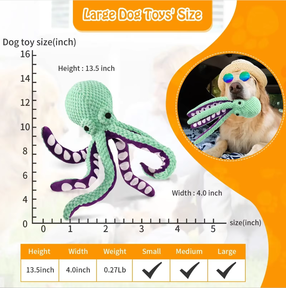 Quietscher-Oktopus – Robustes Kauspielzeug Für Hunde