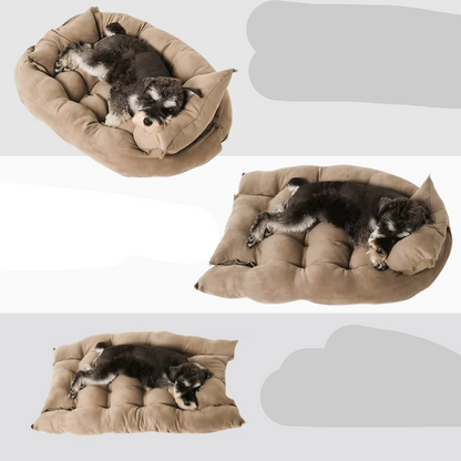 Kuscheliges Hundebett mit Kissen – Weiches  Waschbares Haustierbett für Hunde  Katzen