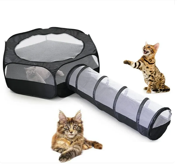 Katzen-Spieltunnel und -Haus – Zusammenklappbare Kratzröhre und Zelt für Katzen