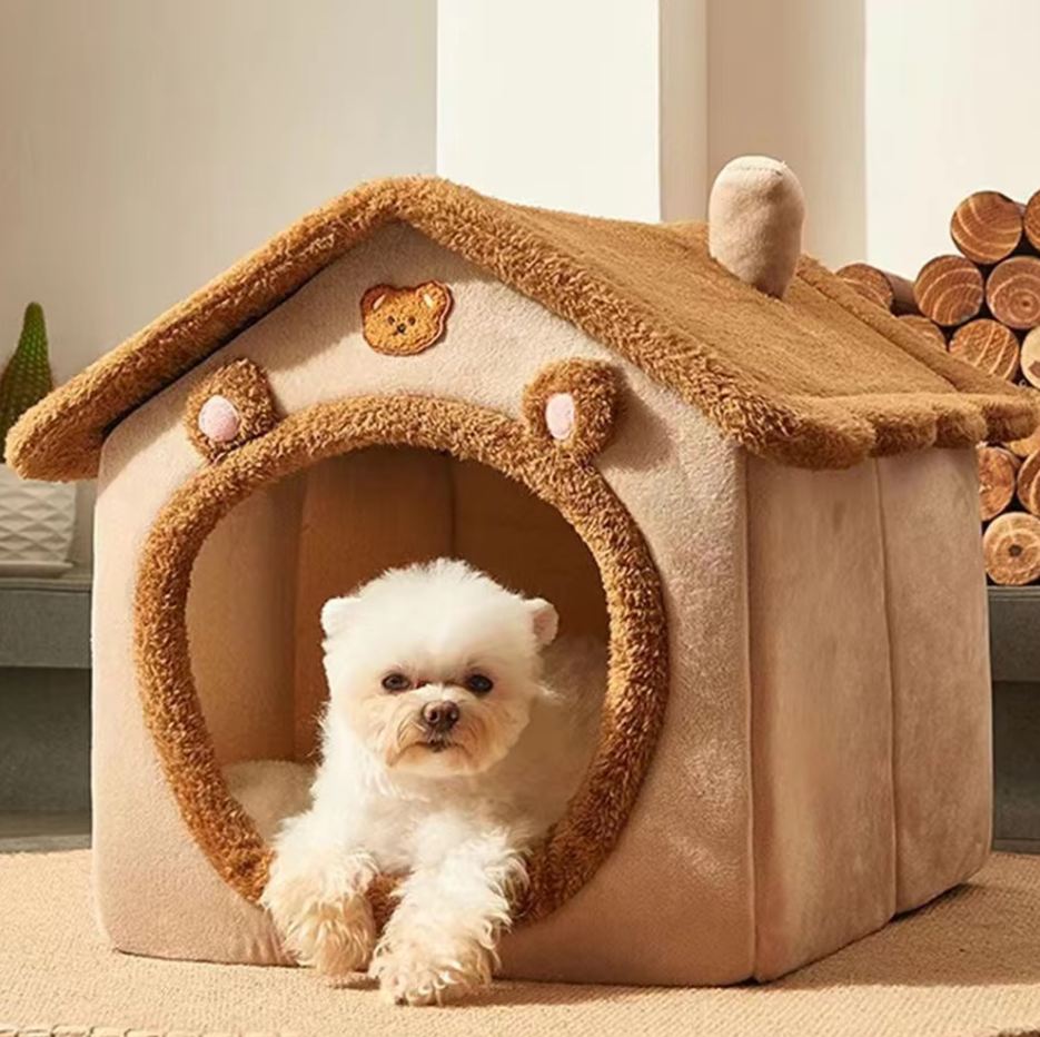 Gemütliches Haustierhaus – Weiches  Wärmendes Katzen- und Hundebett mit Kuscheligem Design