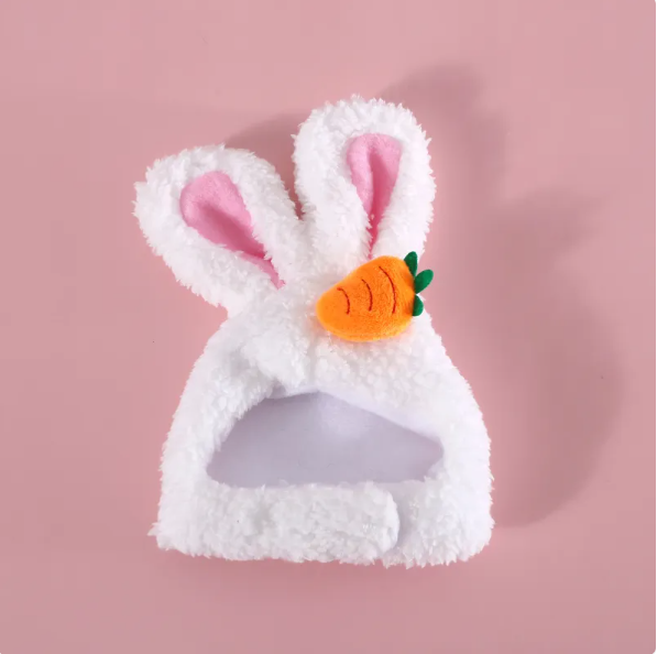 Süße Hasenohren-Katzenmütze mit Karotten- Oder Blumen-Design für Niedliche Haustierfotos