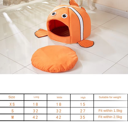 Kuschelhöhle für Katzen im Fischdesign – Weiches Katzenbett für Komfortable Ruhepausen